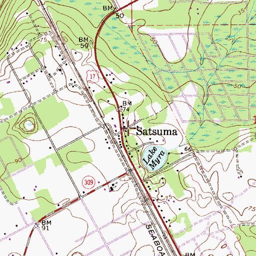 Topographic Map of Satsuma, FL