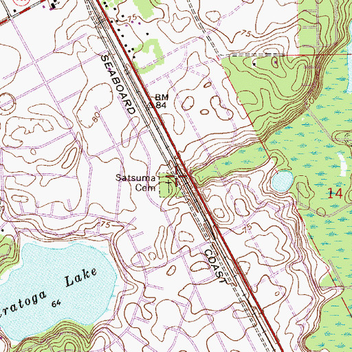 Topographic Map of Satsuma Cemetery, FL