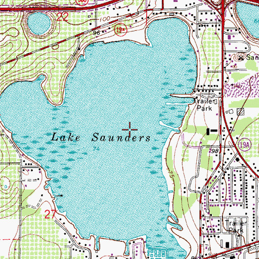 Topographic Map of Lake Saunders, FL