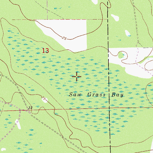 Topographic Map of Saw Grass Bay, FL