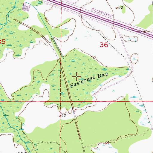 Topographic Map of Sawgrass Bay, FL