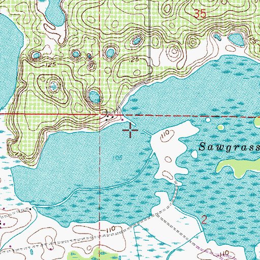 Topographic Map of Sawgrass Lake, FL