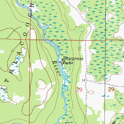 Topographic Map of Sawgrass Lake, FL