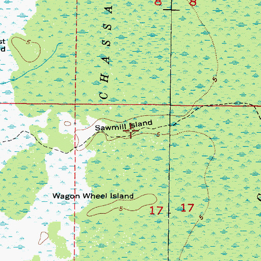 Topographic Map of Sawmill Island, FL