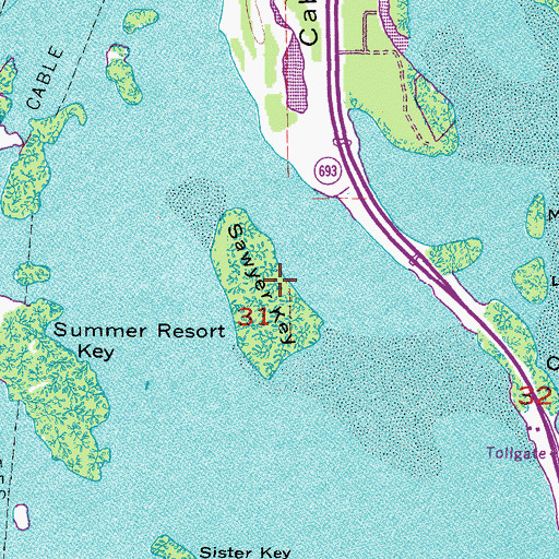Topographic Map of Sawyer Key, FL