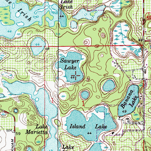 Topographic Map of Sawyer Lake, FL