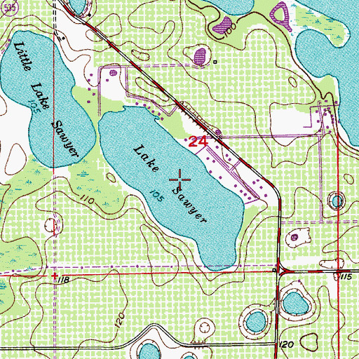Topographic Map of Lake Sawyer, FL