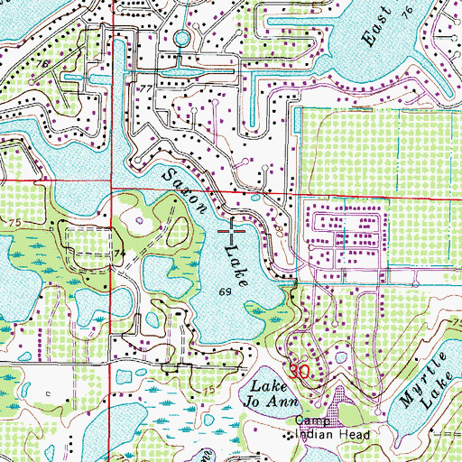 Topographic Map of Saxon Lake, FL