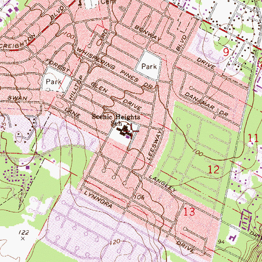 Topographic Map of Scenic Heights School, FL