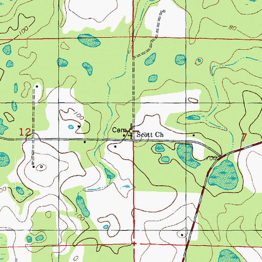 Topographic Map of Scott Church, FL