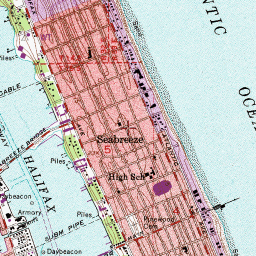 Topographic Map of Seabreeze, FL