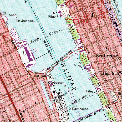 Topographic Map of Seabreeze Bridge, FL