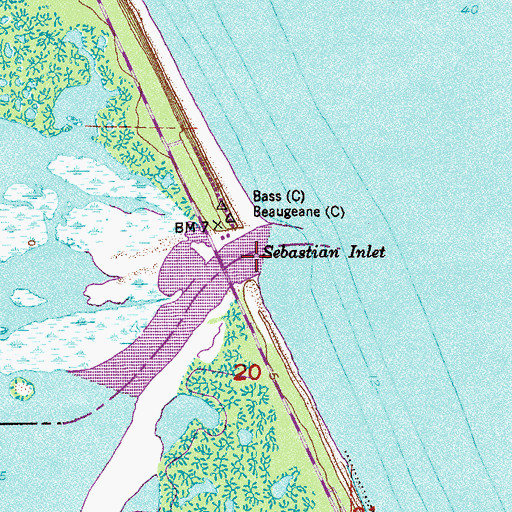 Topographic Map of Sebastian Inlet, FL
