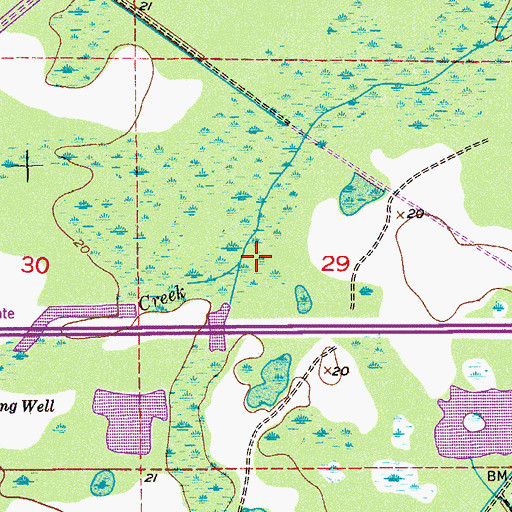 Topographic Map of Second Creek, FL