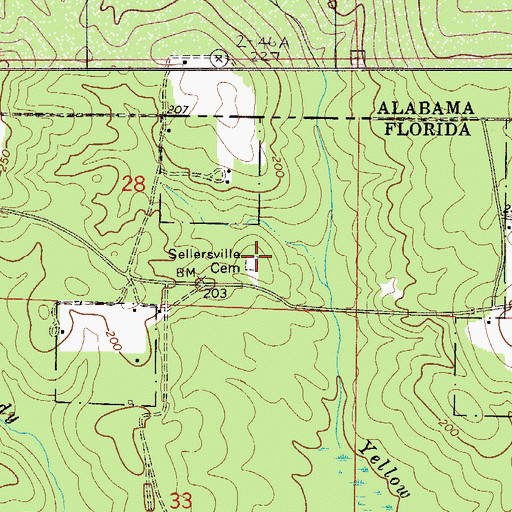 Topographic Map of Sellersville Cemetery, FL