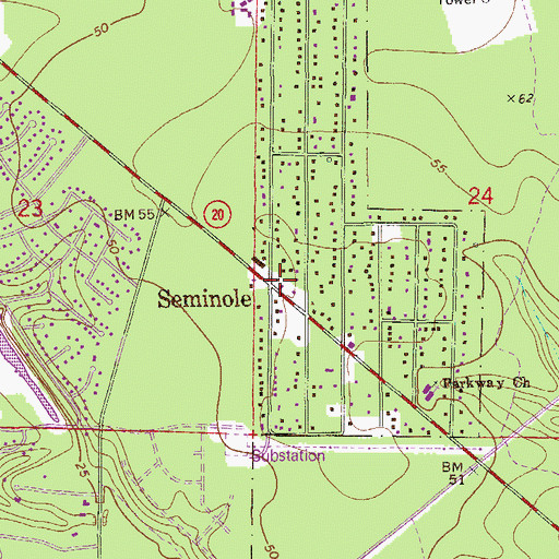 Topographic Map of Seminole, FL