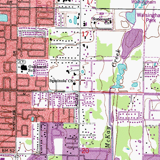 Topographic Map of Seminole Church, FL