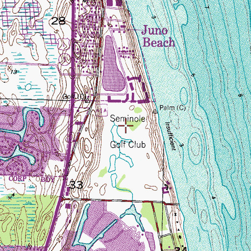 Topographic Map of Seminole Golf Club, FL