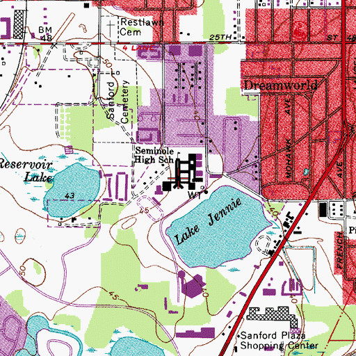Topographic Map of Seminole High School, FL