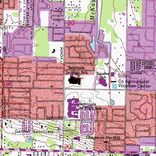 Topographic Map of Seminole Middle School, FL