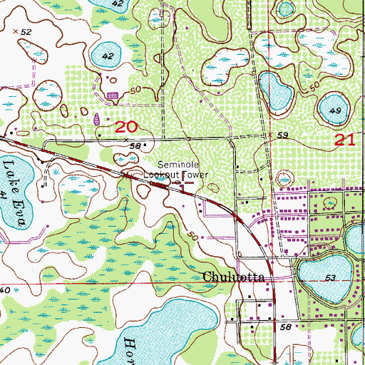 Topographic Map of Seminole Lookout Tower, FL