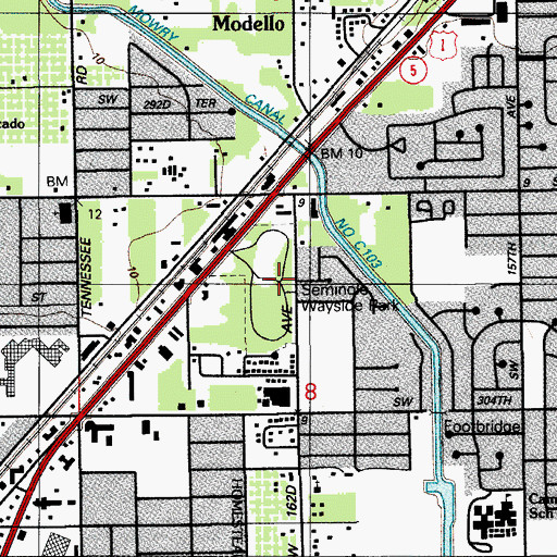 Topographic Map of Seminole Wayside Park, FL