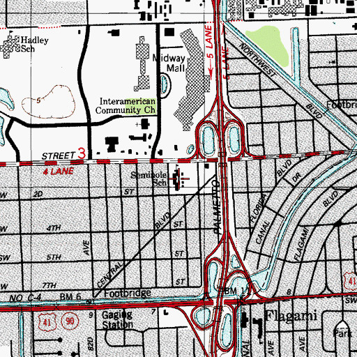 Topographic Map of Seminole Elementary School, FL