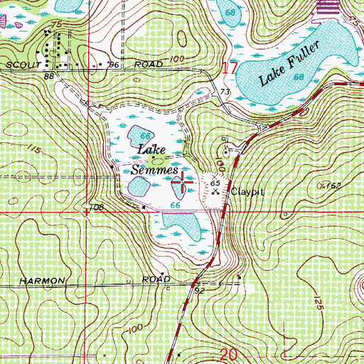 Topographic Map of Lake Semmes, FL