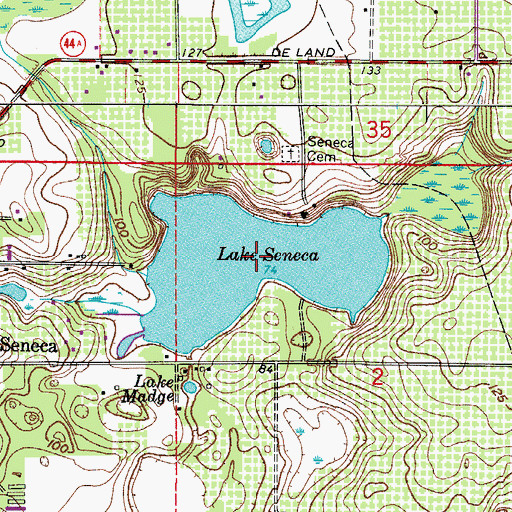 Topographic Map of Lake Seneca, FL