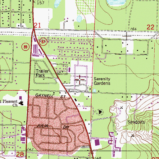 Topographic Map of Serenity Gardens, FL
