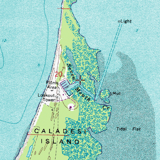 Topographic Map of Seven Mouth Creek, FL