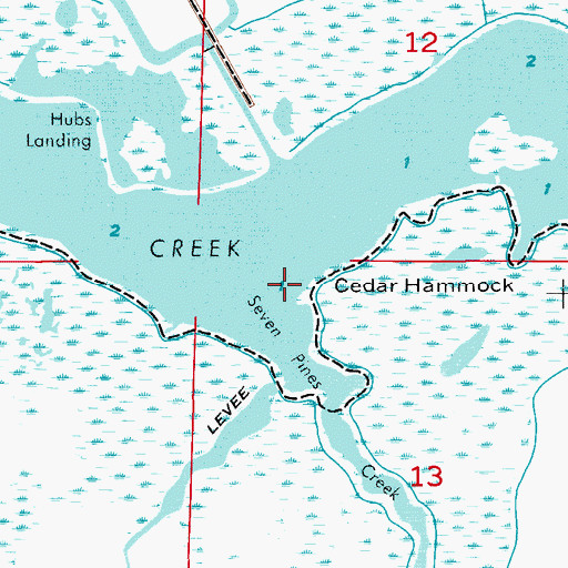 Topographic Map of Seven Pines Creek, FL