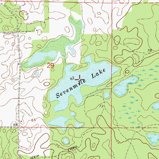 Topographic Map of Sevenmile Lake, FL