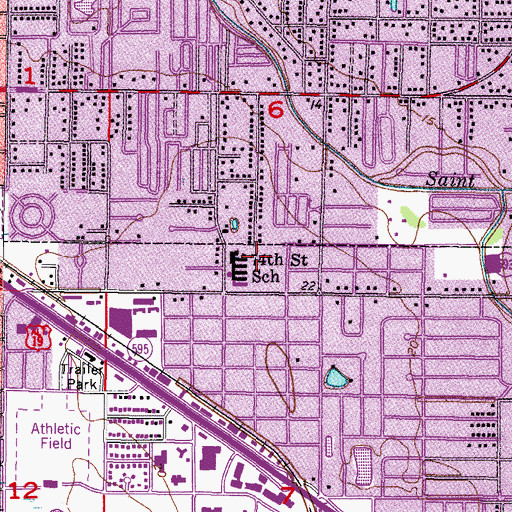 Topographic Map of Seventy-Fourth Street Elementary School, FL