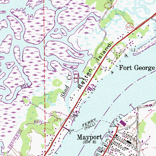 Topographic Map of Shad Creek, FL