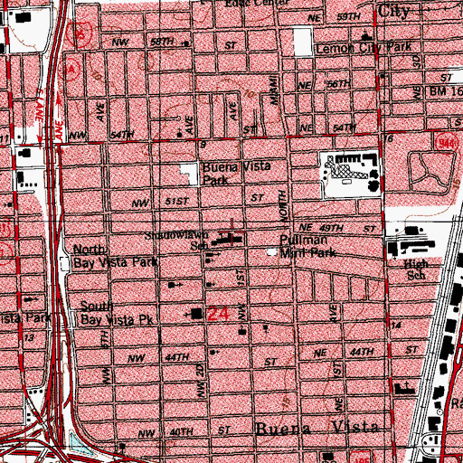 Topographic Map of Shadowlawn Elementary School, FL
