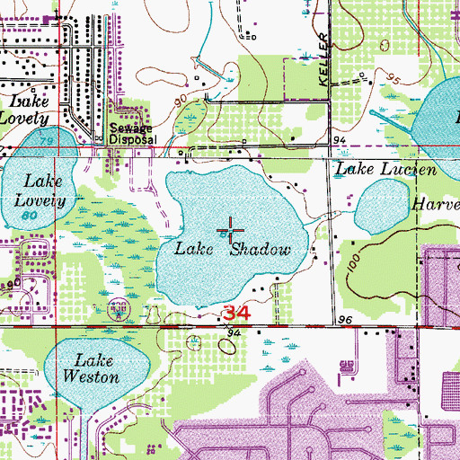 Topographic Map of Lake Shadow, FL