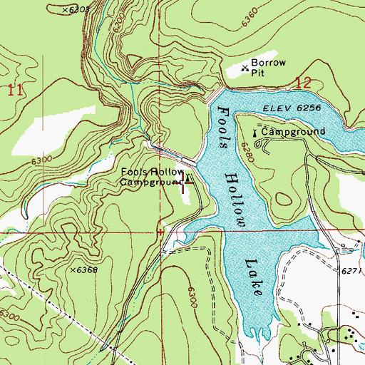 Topographic Map of Fools Hollow Campground, AZ