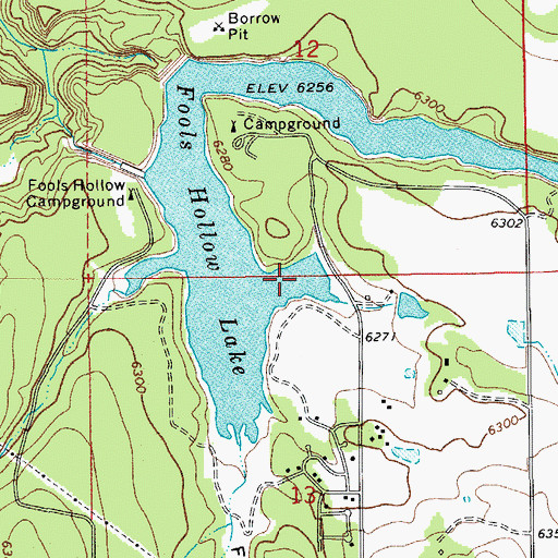 Topographic Map of Fools Hollow Lake, AZ