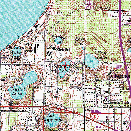 Topographic Map of Shady Nook Lake, FL