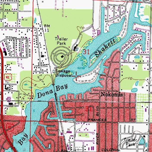 Topographic Map of Shakett Creek, FL