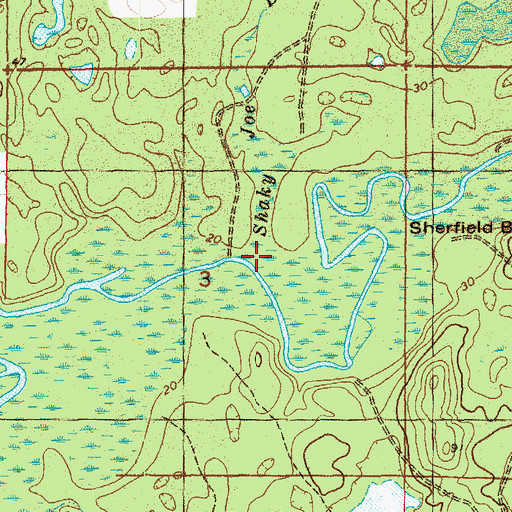 Topographic Map of Shaky Joe Branch, FL