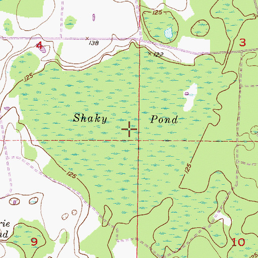 Topographic Map of Shaky Pond, FL