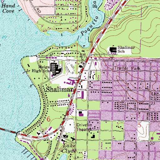 Topographic Map of Shalimar, FL