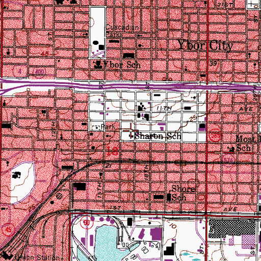 Topographic Map of Sharon School, FL