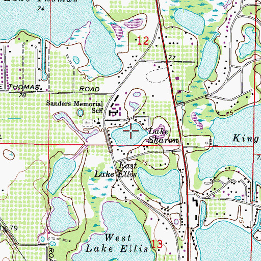 Topographic Map of Lake Sharon, FL