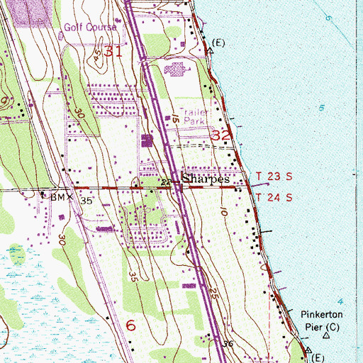Topographic Map of Sharpes, FL