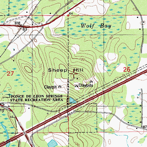 Topographic Map of Sheep Hill, FL
