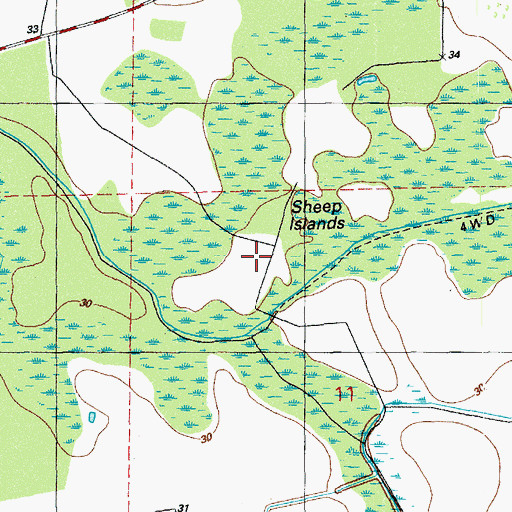 Topographic Map of Sheep Islands, FL