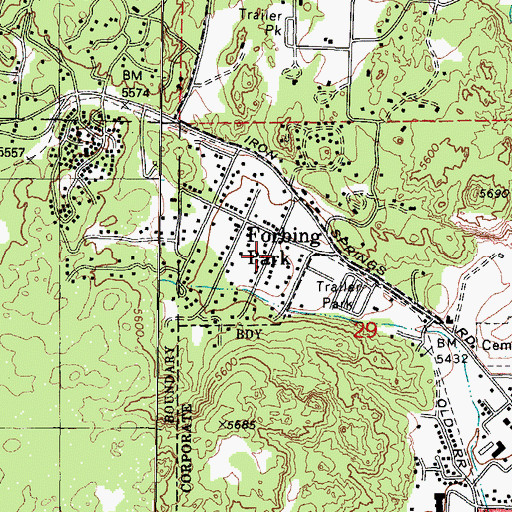 Topographic Map of Forbing Park, AZ